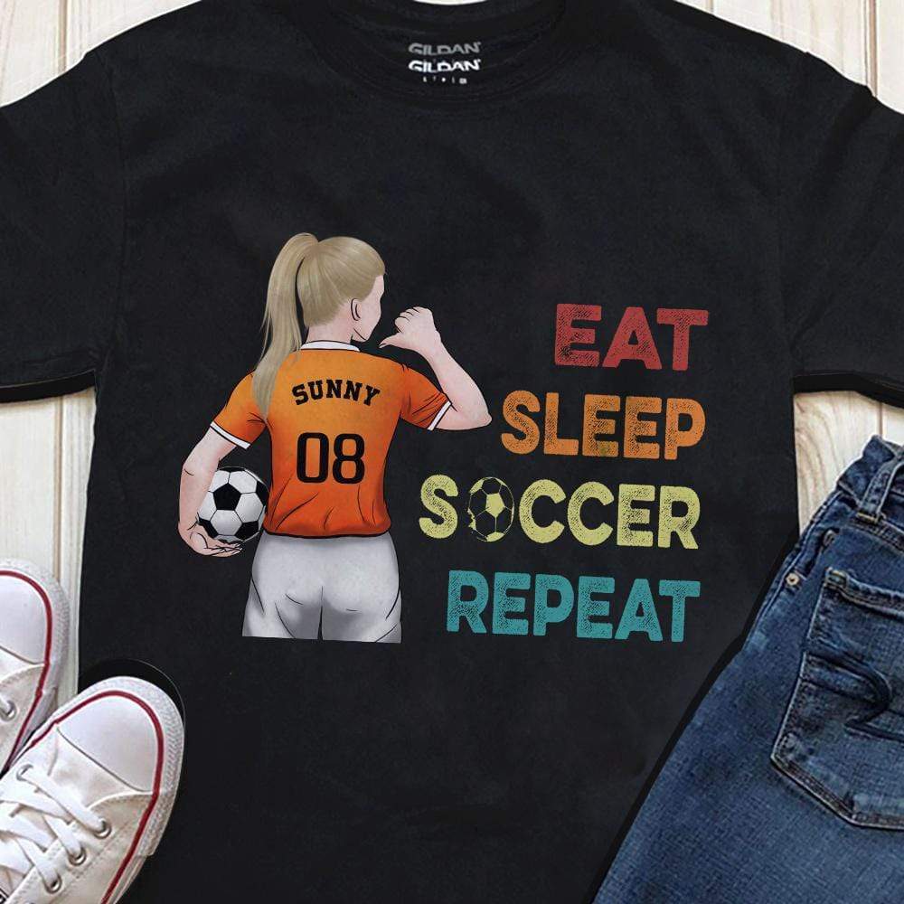 Eat Sleep Soccer Repeat Soccer Shirt - Image 4