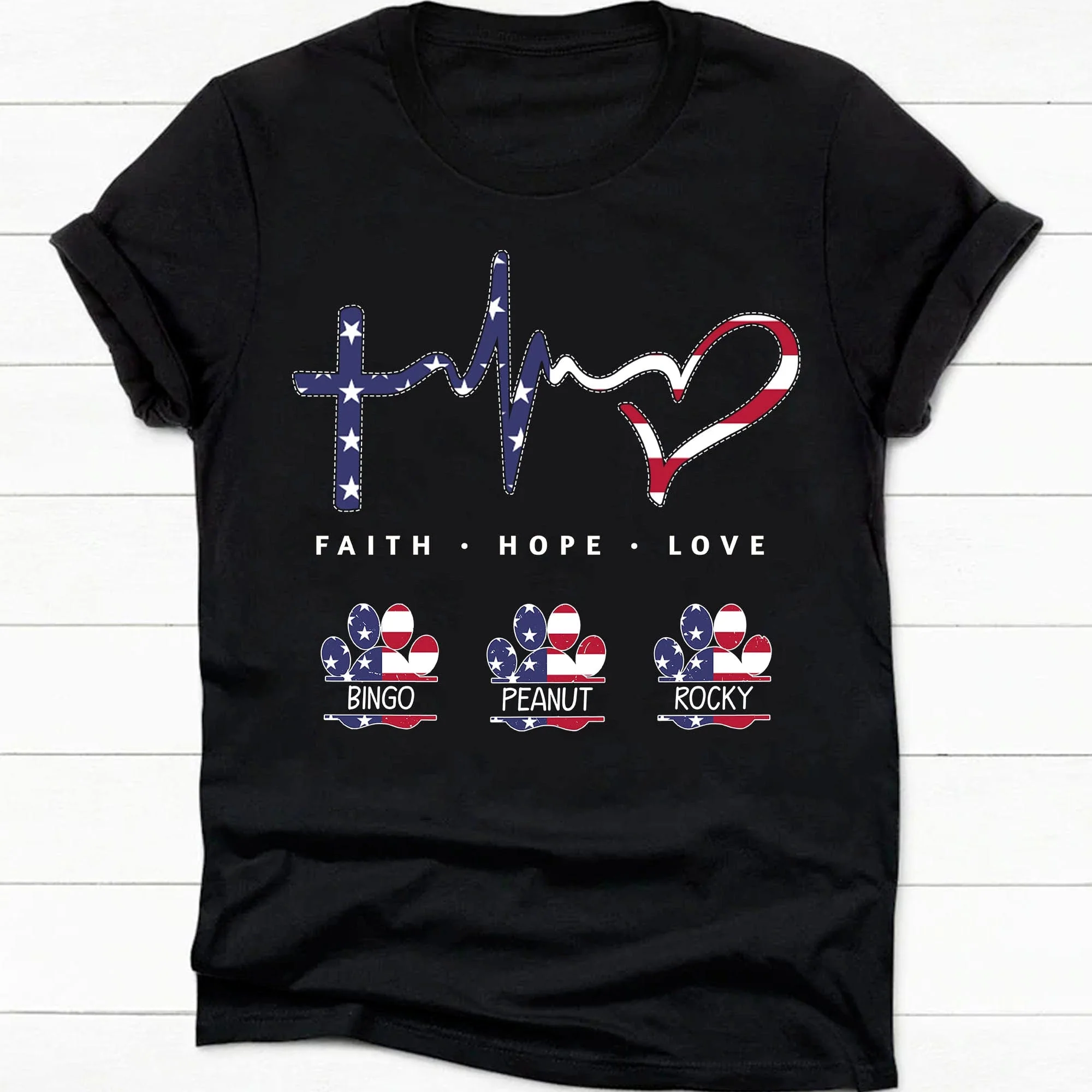 Faith Hope Love American Personalized Custom Dog Cat Shirt C396