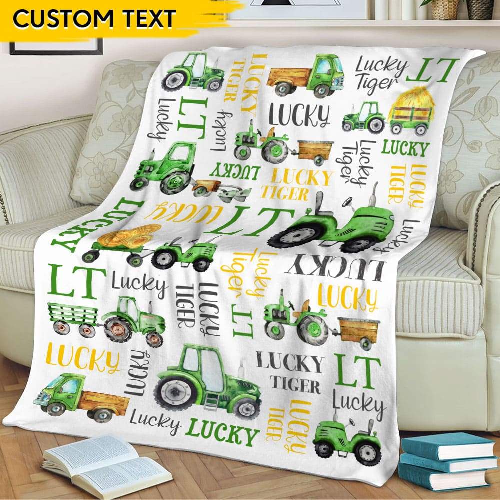Farmer Personalized Baby Tractor  Blanket HN590