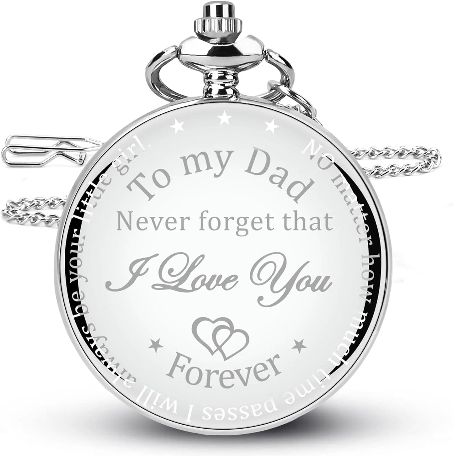 Fathers Day Dad Gifts from Daughter Son, Birthday Gifts for Dad Grandpa Husband Step Dad Personalized Pocket Watch with Chain - Image 8