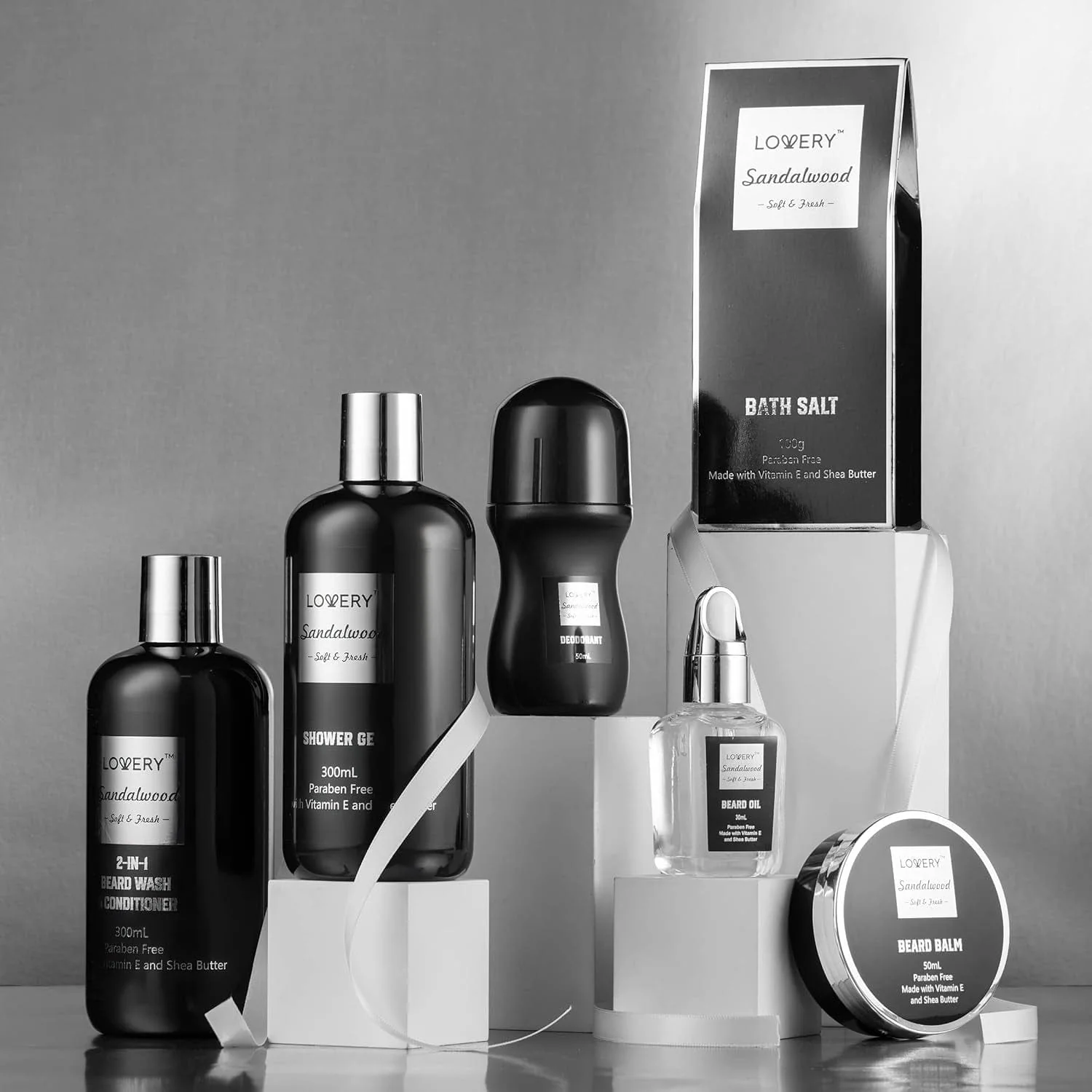 Fathers Day Gifts Beard Kit & Body Care Gifts for Men, Sandalwood Spa Gift Baskets, Mens Bath & Beard Grooming Kit for Him, Unique Birthday Gifts for Him with Beard Balm, Growth Oil, Deodorant & More - Image 6
