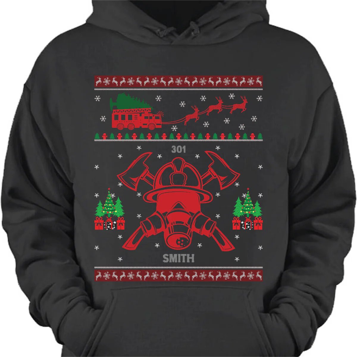Firefighter Ugly Christmas Sweatshirt, Custom Sweatshirt NA29 - Image 2