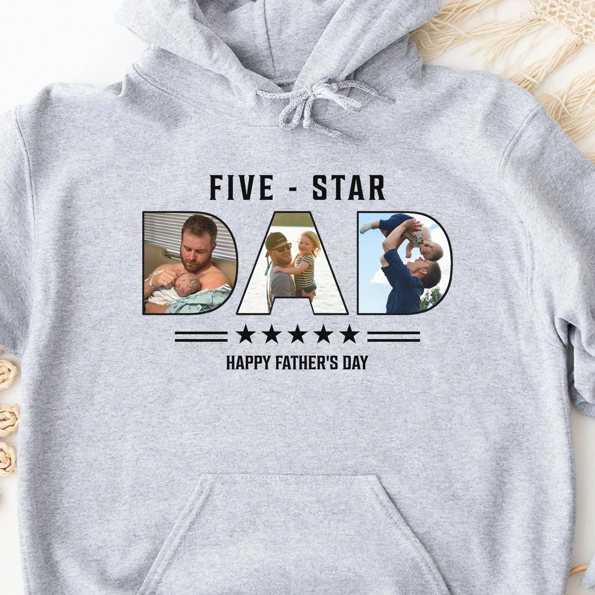 Five Star Dad Personalized Custom Photo Shirt For Dad 890827 - Image 3