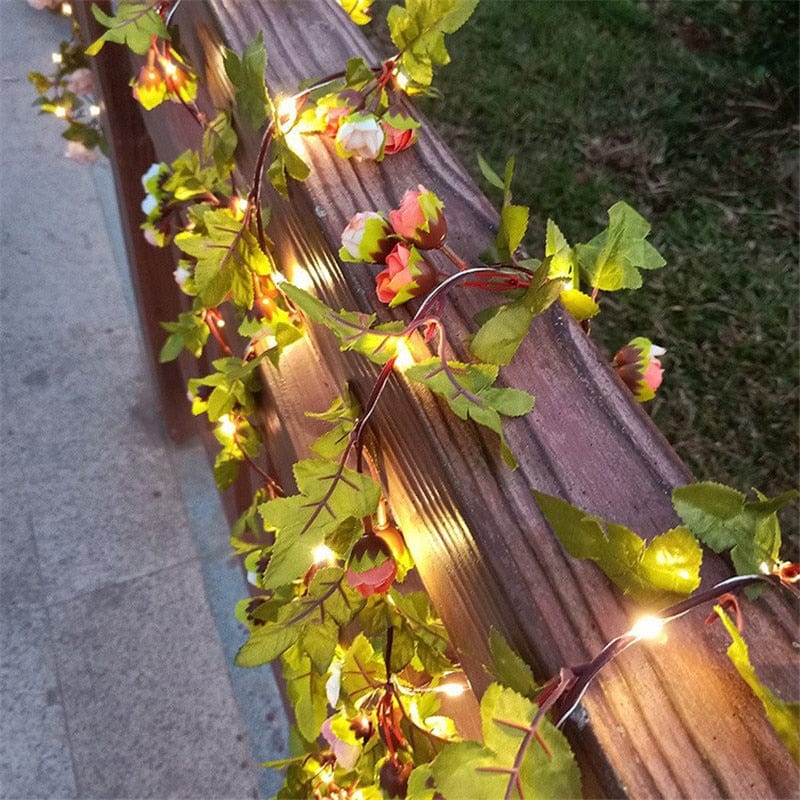 Christmas Flower Green Leaf String Lights - Image 2