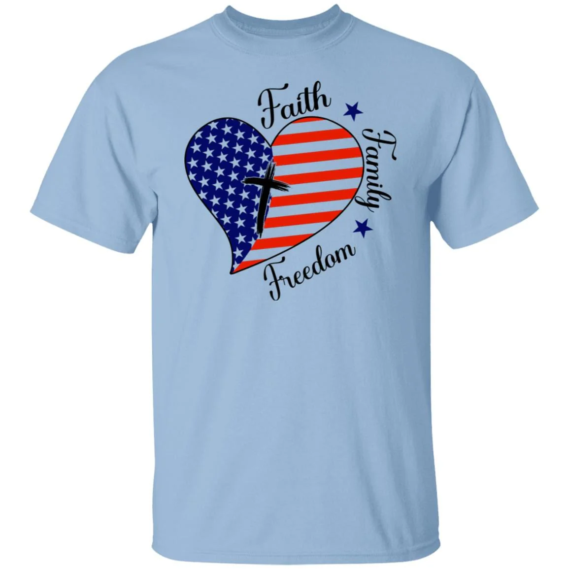 Faith Family Freedom Heart American Flag Shirt H402 - Image 7