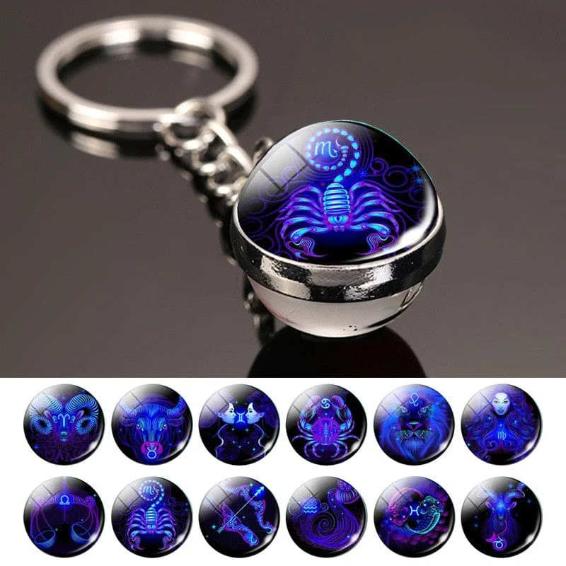 Glass Ball Creative 12 Constellation Keychain