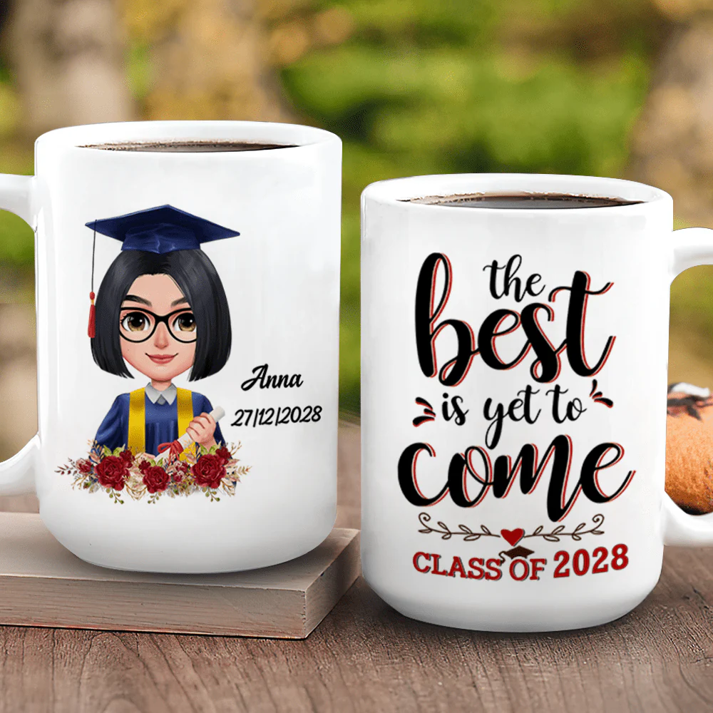 Graduation mug, Custom Chibi Art, Personal Mug, HN590 - Image 7