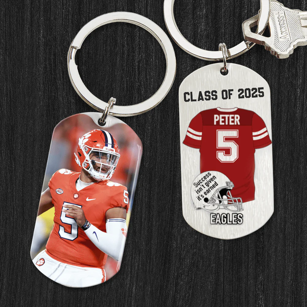 Senior Class of 2024 Keychain, Graduation Keychain, Custom Photo Keyring, Football Keychain HN590 HA75 891902 - Image 4