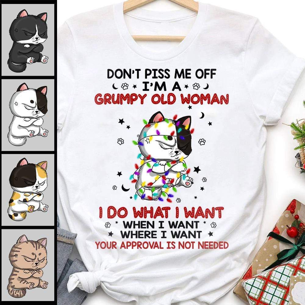 Don’t Piss Me Off I’m A Grumpy Old Woman, Custom Cat Shirt HN590 - Image 2