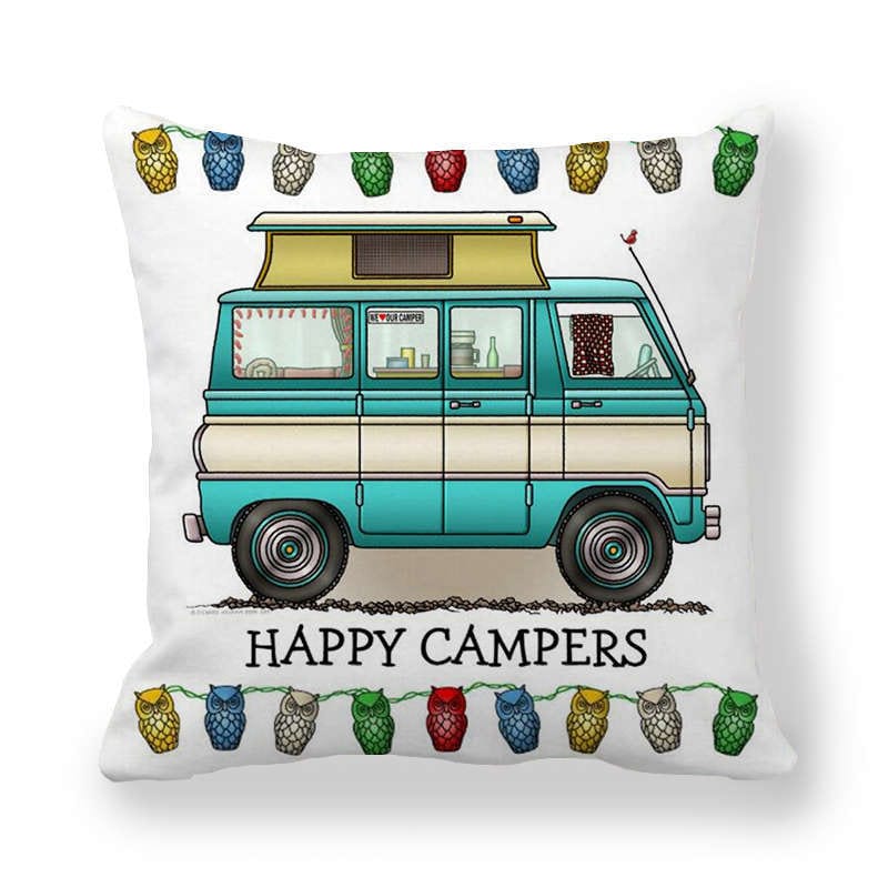 Happy Camper Decorative Pillow Case - Image 3