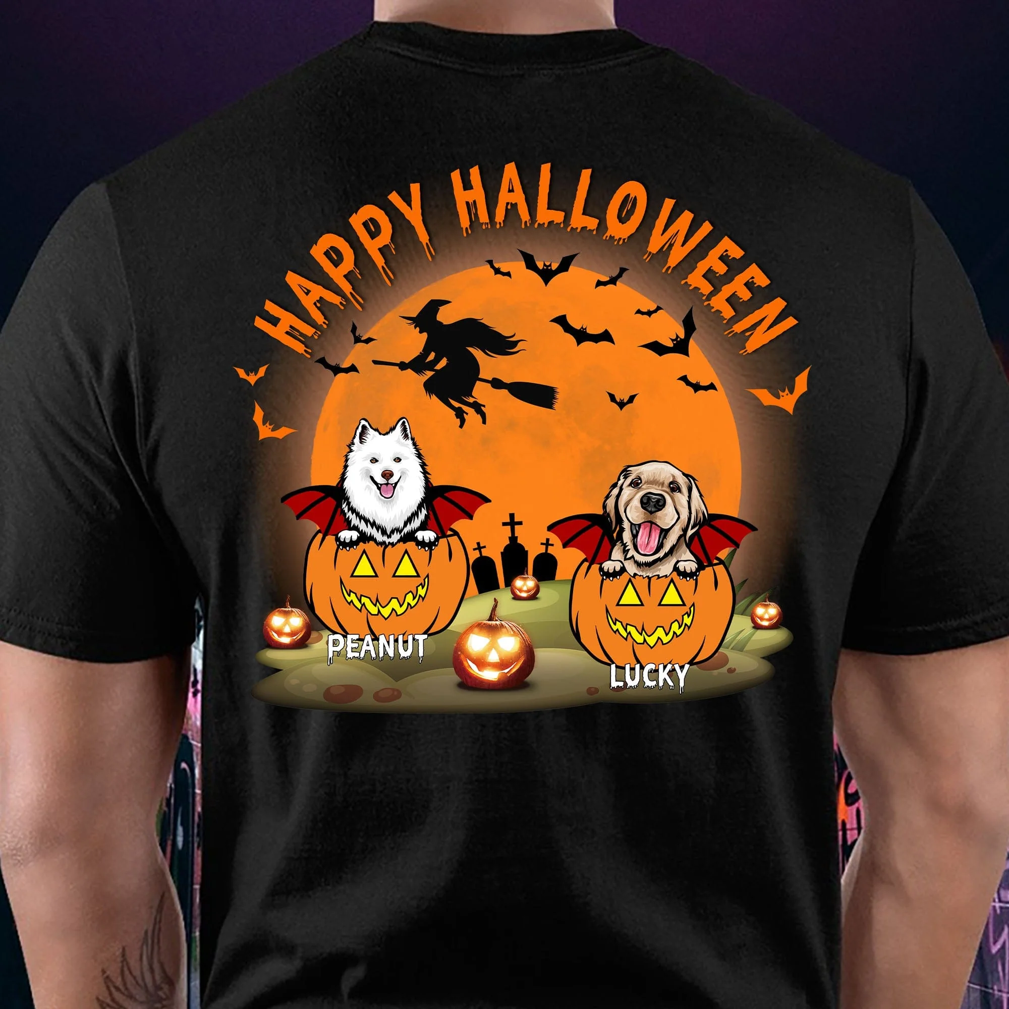 Happy Halloween Personalized Custom Dog Backside Shirt C459 - Image 2