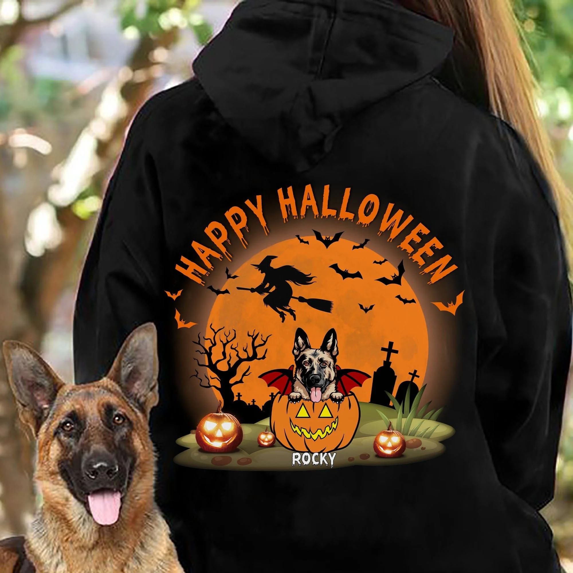 Happy Halloween Personalized Custom Dog Backside Shirt C459 - Image 3