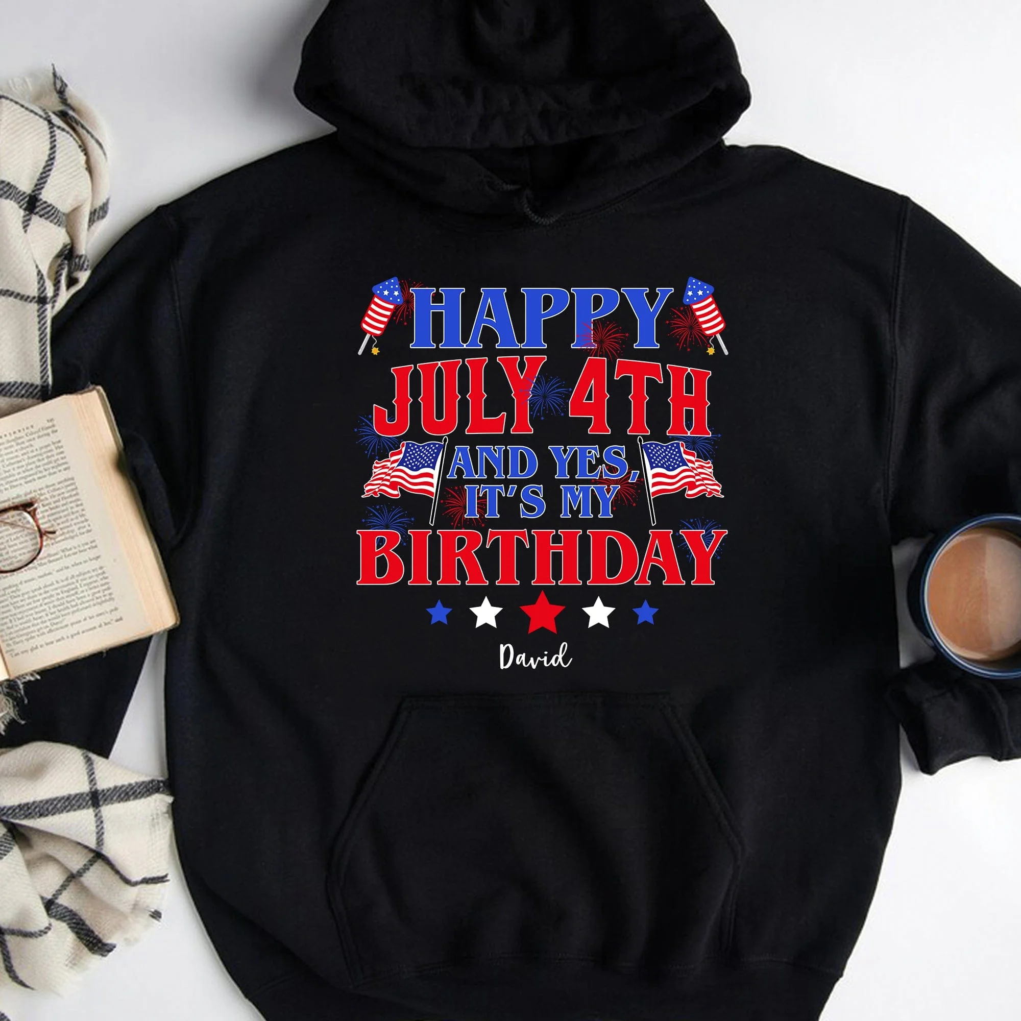 Happy July 4th And Yes It's My Birthday Personalized Custom Birthday 4 Th Of July Shirt H416 - Image 3