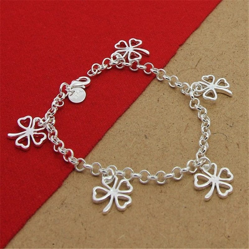 High Quality Four Leaf Sterling Silver Bracelet - Image 3