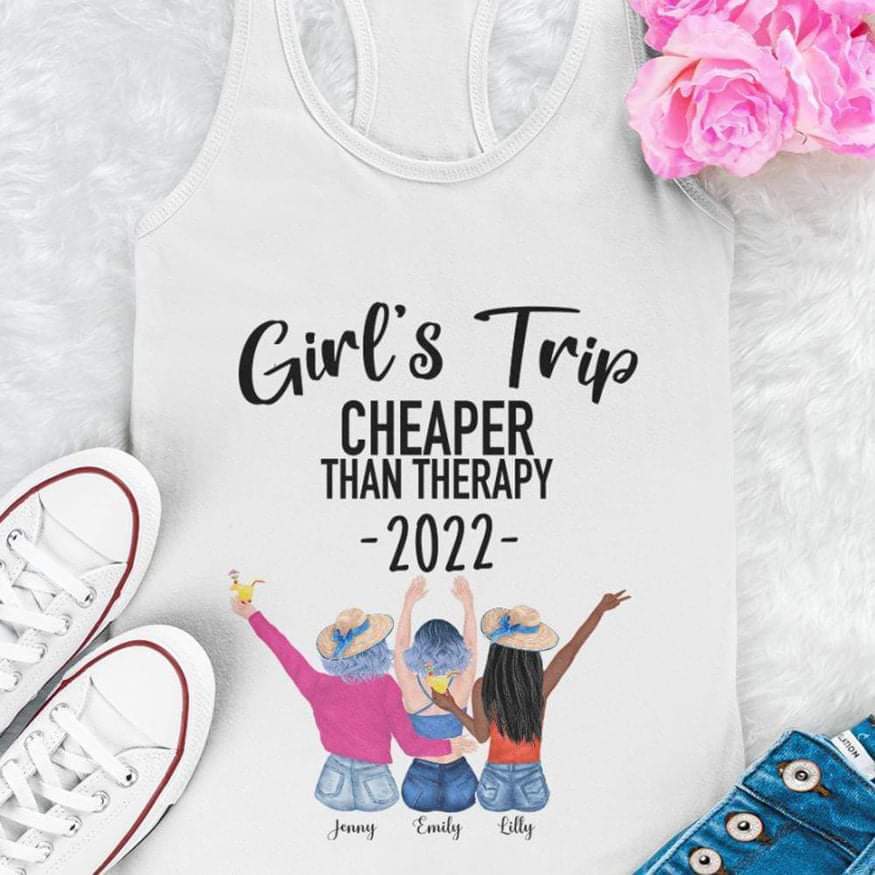 Girls Trip 2022 Than Therapy Best Friend Shirt - Image 2