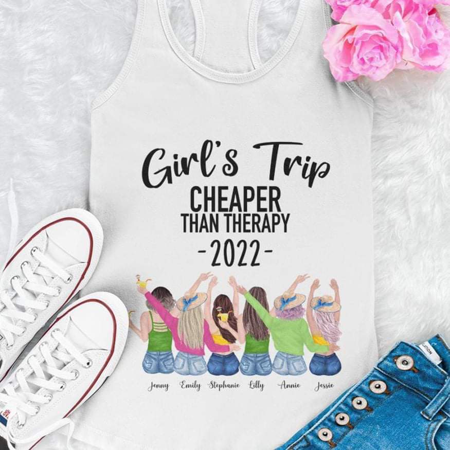 Girls Trip 2022 Than Therapy Best Friend Shirt - Image 3