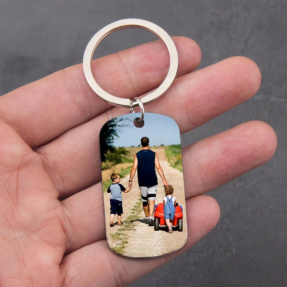 Daddy A Son's First Hero A Daughter's First Love Family Keychain - Image 3