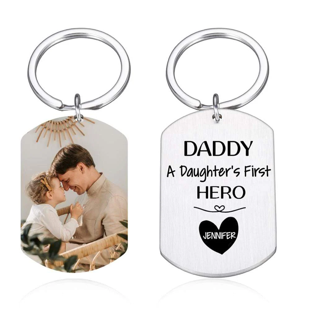 Daddy A Son's First Hero A Daughter's First Love Family Keychain - Image 5