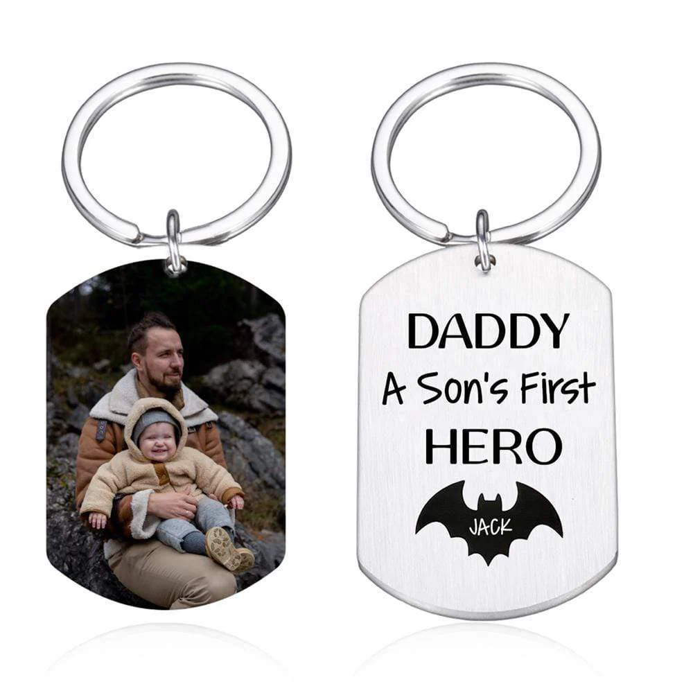Daddy A Son's First Hero A Daughter's First Love Family Keychain - Image 7