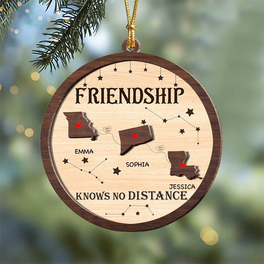 Always Under The Same Sky - Personalized 2-Layered Wooden Ornament Gifts For Besties CH07 899336 - Image 2