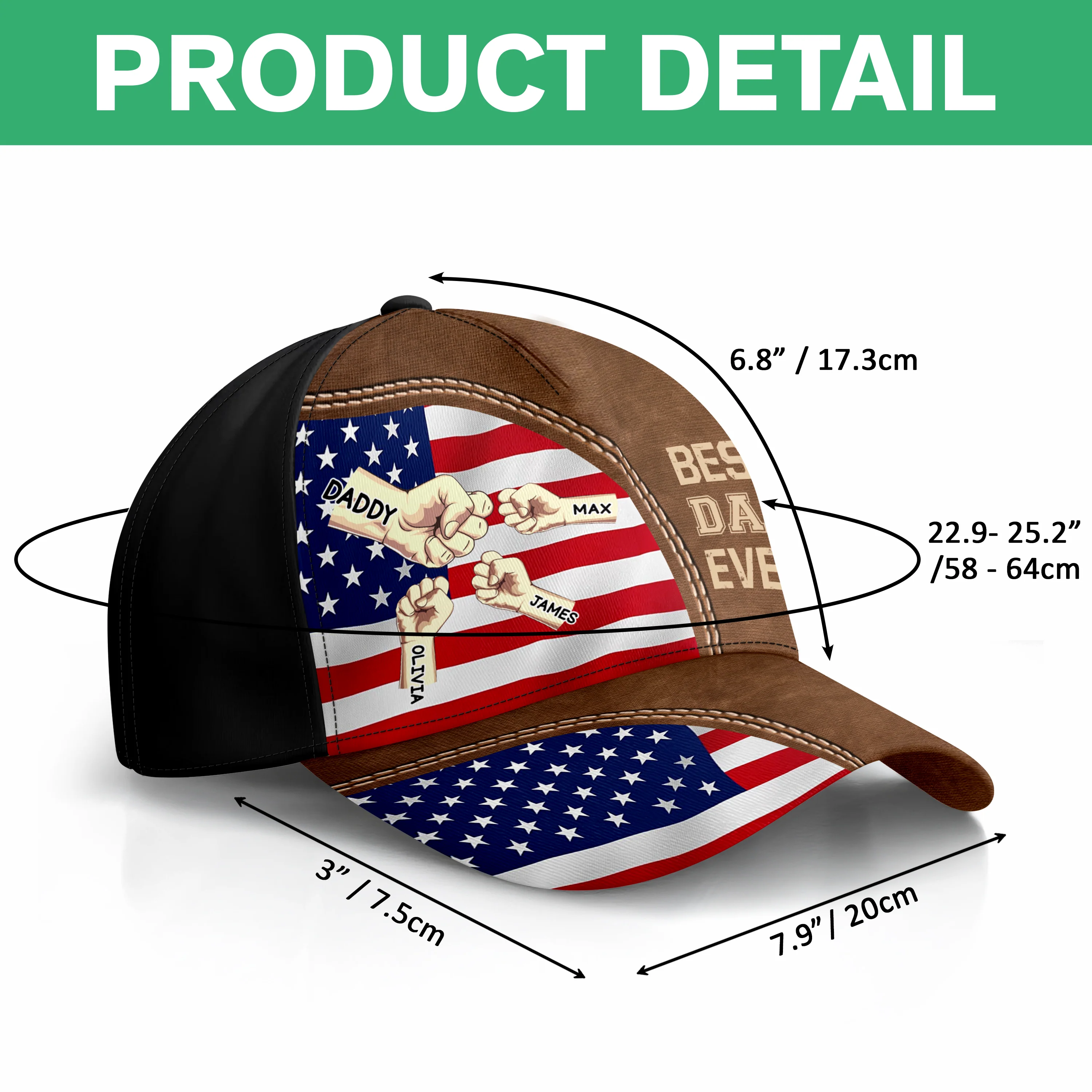 Best Dad Ever With American Flag And Fist Bumps Personalized Classic Cap For Dads TH10 892965 - Image 7