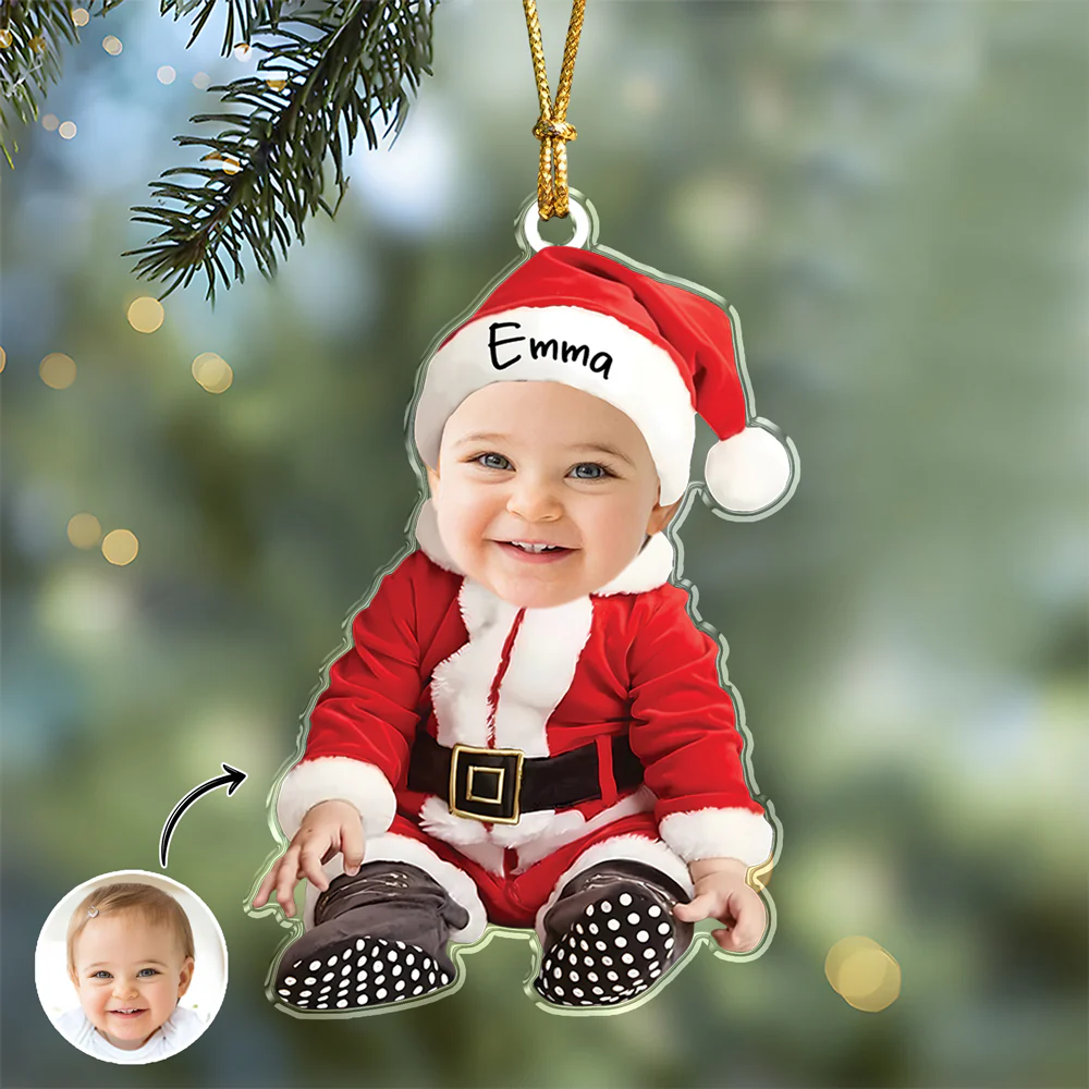 Custom Baby Santa Photo First Christmas Acrylic Ornament CH07 899028 - Image 2