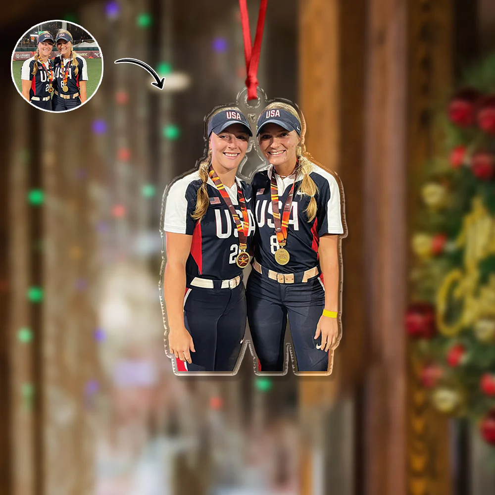 Custom Baseball Girl Besties Photo - Personalized Acrylic Ornament Gift For Baseball Lovers HO82 894680 - Image 5
