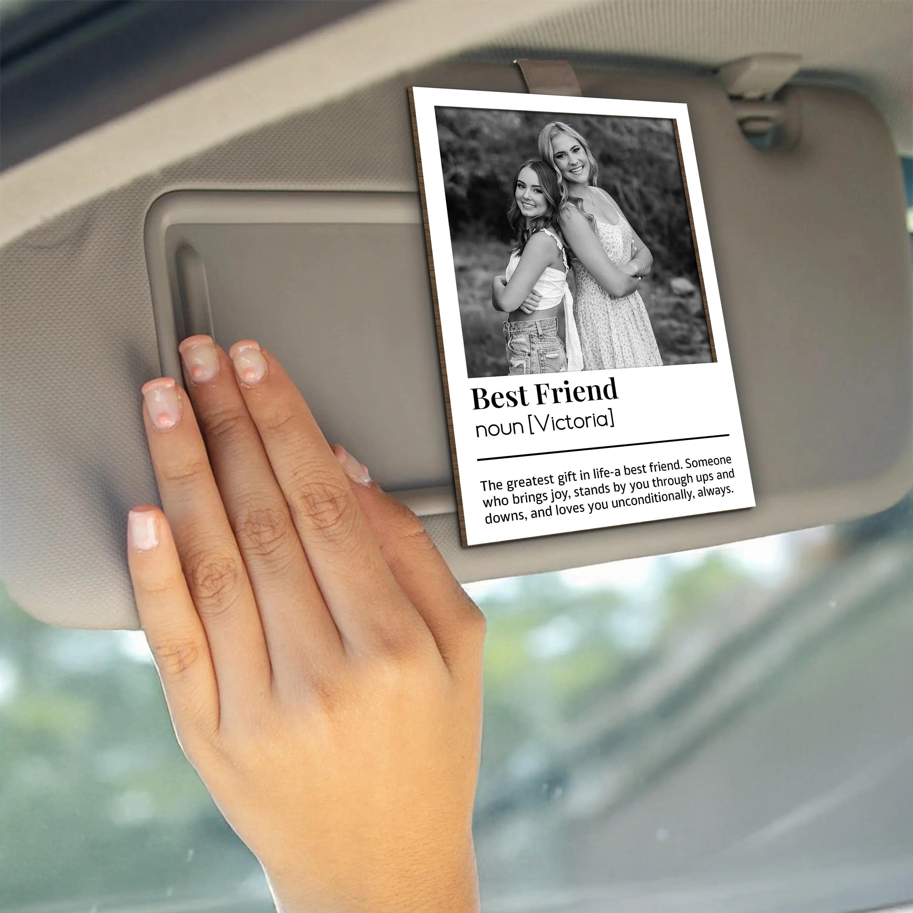Custom Best Friend Photo 2 Layered Car Visor Clip Gift For Bestie LM32 895503 - Image 5