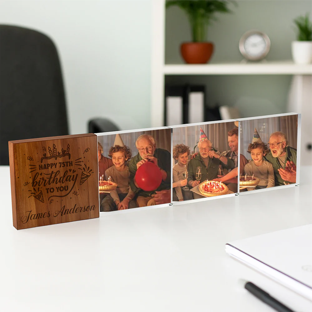 Custom Birthday Photo Wooden & Acrylic Photo Block Set Gift For Family CH07 896348 - Image 3