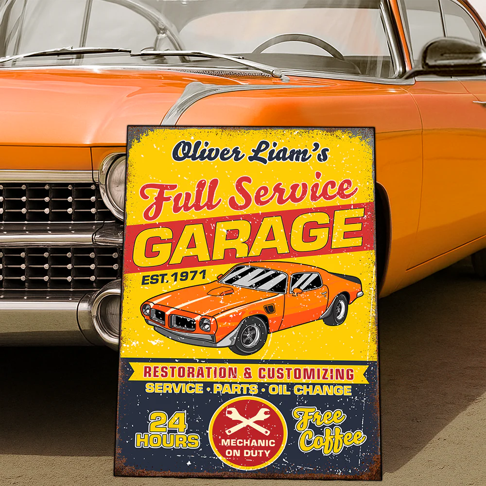 Custom Car Photo Garage Metal Sign Full Service Garage Sign CH07 896278 - Image 3