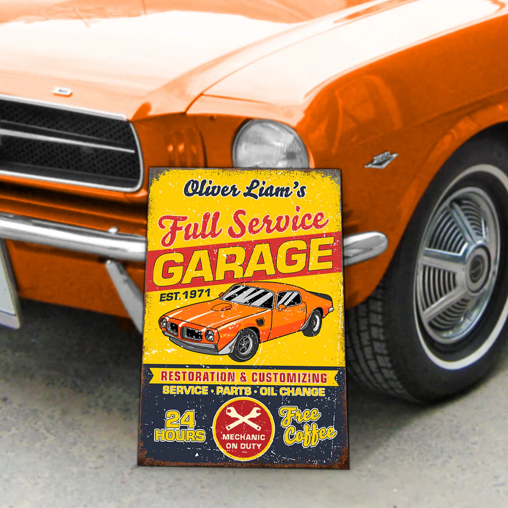 Custom Car Photo Garage Metal Sign Full Service Garage Sign CH07 896278 - Image 5