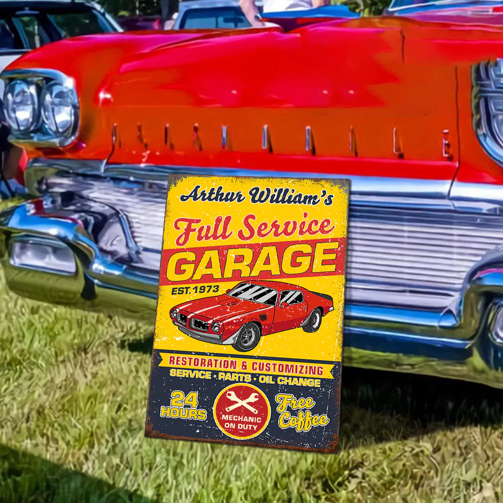 Custom Car Photo Garage Metal Sign Full Service Garage Sign CH07 896278 - Image 6