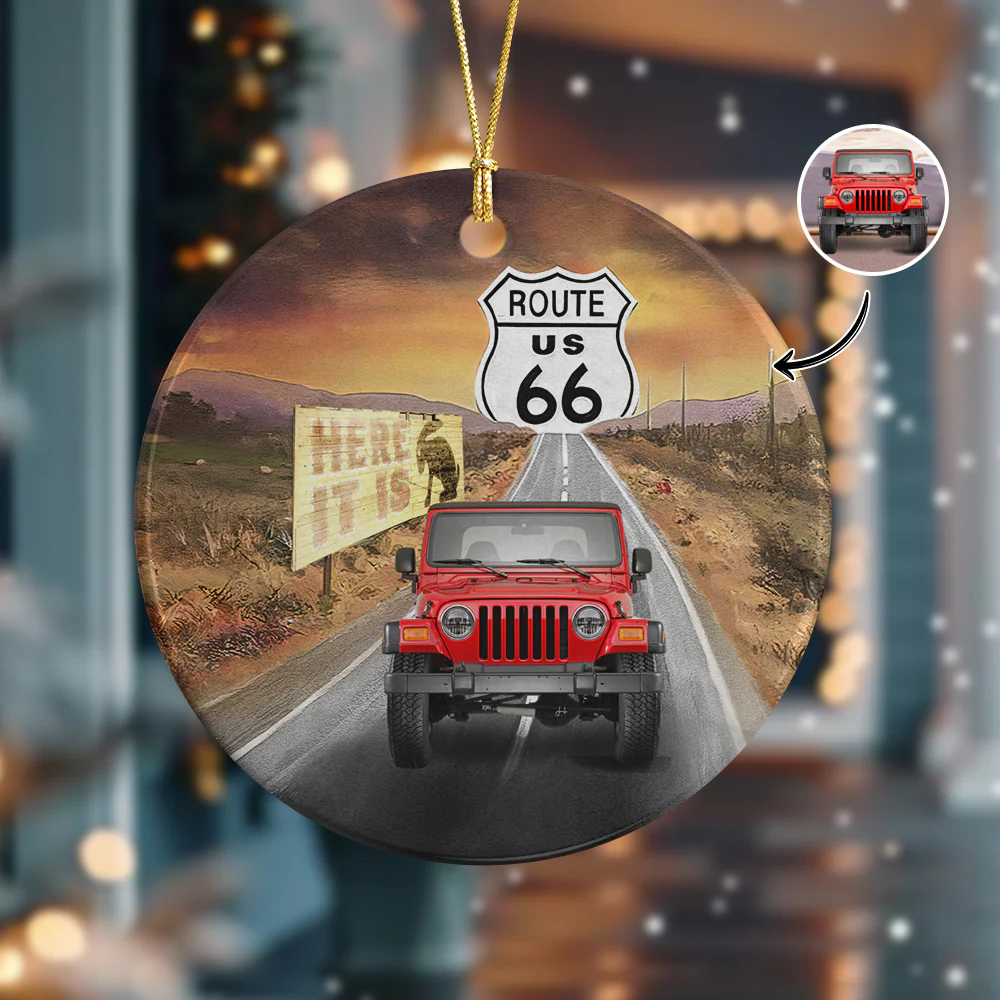 Custom Car Photo Route 66 Ceramic Ornament For Car Lover TH10 896033 - Image 5