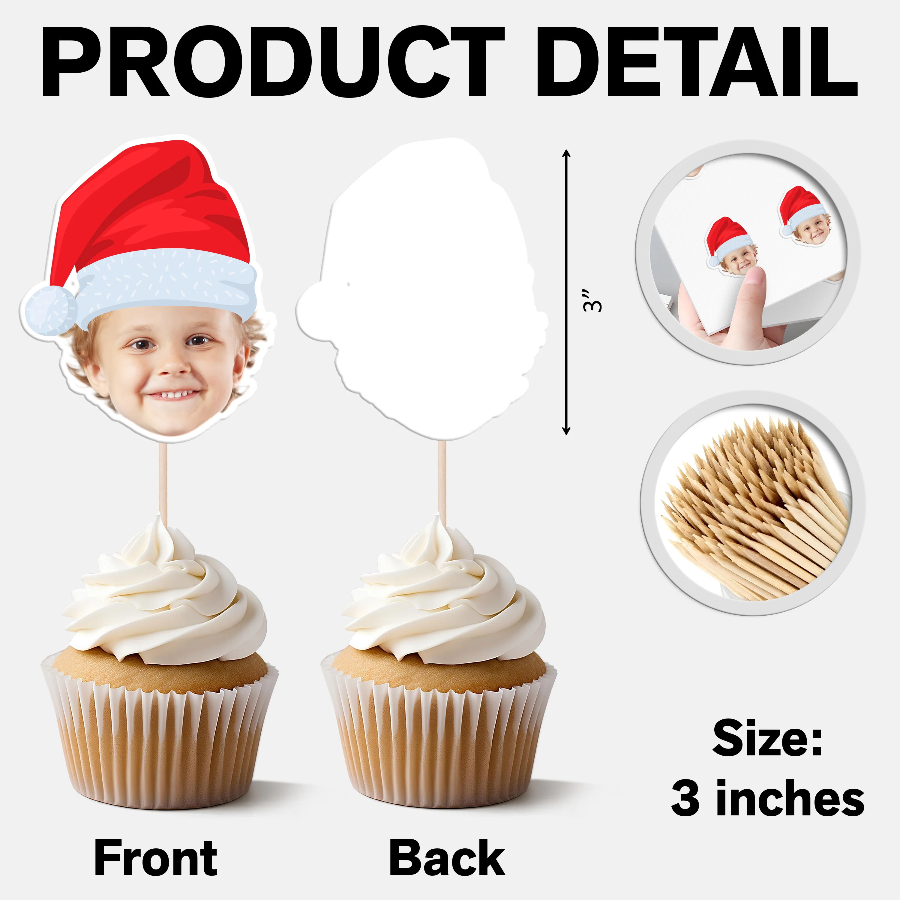 Custom Cute Face Christmas Cupcake Topper - XMAS Party Decor Gift For Family CH07 896254 - Image 7