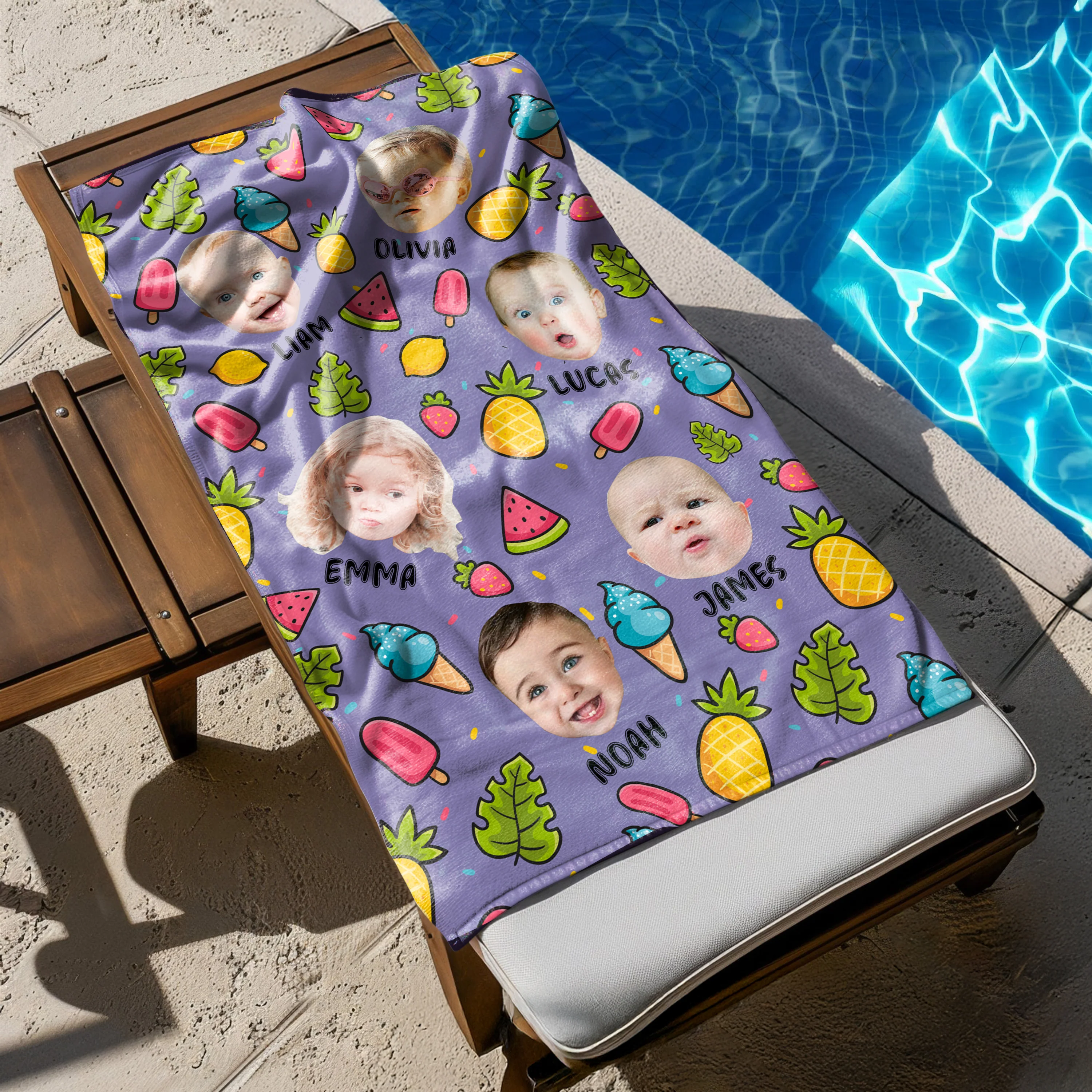 Custom Cute Photo Fruit Tropical Beach Towel Summer Party Gift CH07 895828 - Image 5