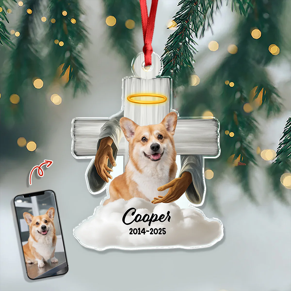 Custom Dog Memorial Photo Dog In Heaven Acrylic Ornament CH07 896636 - Image 3