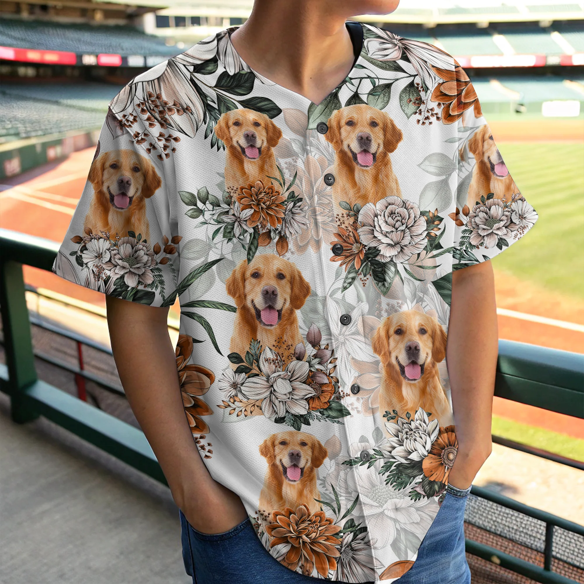 Custom Dog Photo Hawaiian Style Baseball Jersey Shirt For Dog Lovers HO82 894260 - Image 4