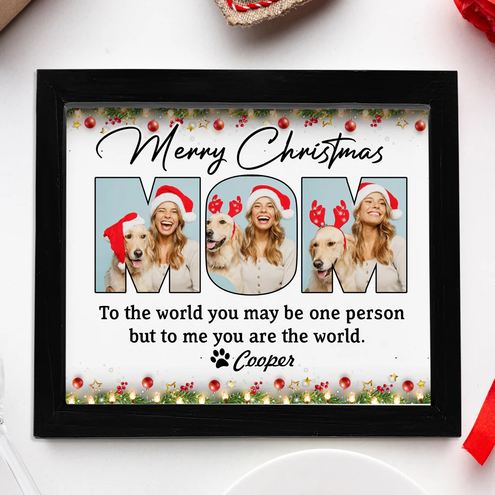 Custom Dog Photo Merry Christmas Picture Frame For Dog Mom CH07 896438 - Image 2