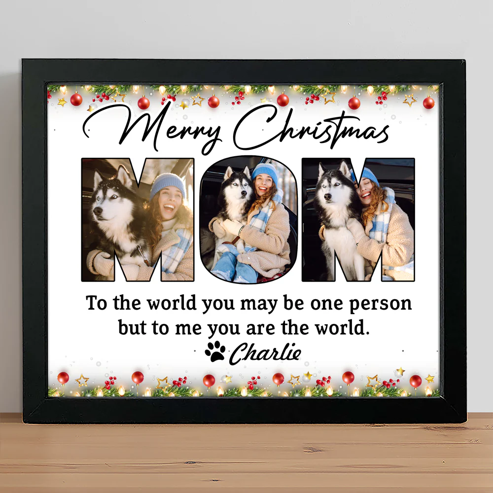 Custom Dog Photo Merry Christmas Picture Frame For Dog Mom CH07 896438 - Image 3