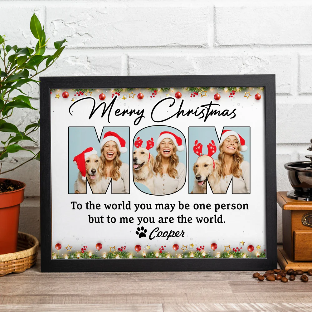 Custom Dog Photo Merry Christmas Picture Frame For Dog Mom CH07 896438 - Image 4