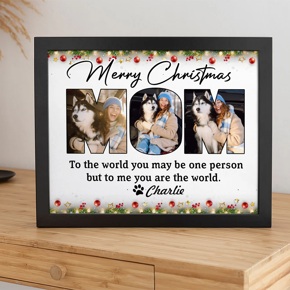 Custom Dog Photo Merry Christmas Picture Frame For Dog Mom CH07 896438 - Image 5