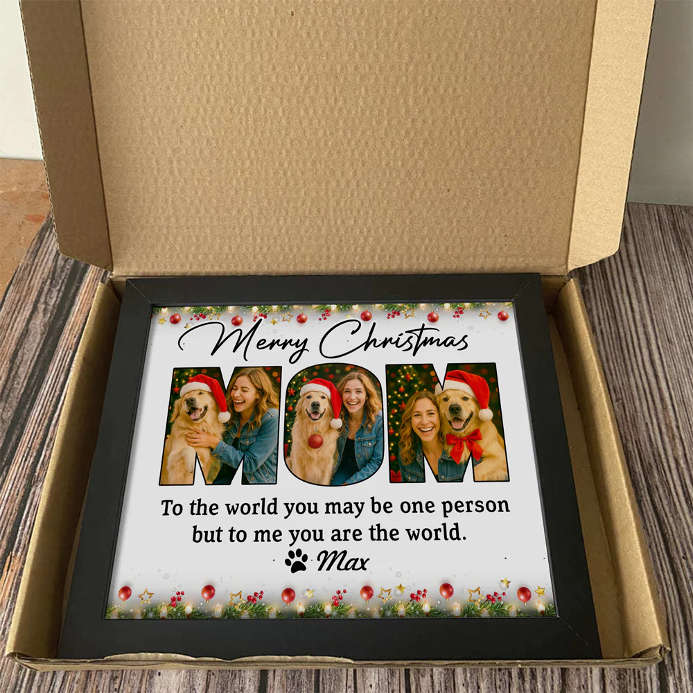 Custom Dog Photo Merry Christmas Picture Frame For Dog Mom CH07 896438 - Image 7