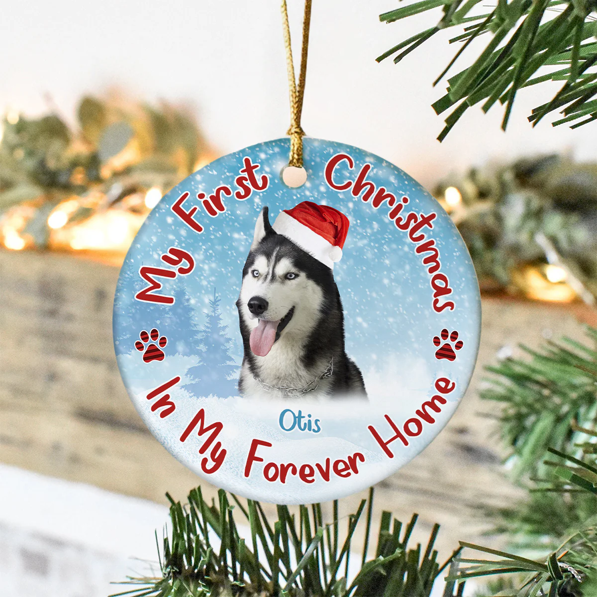 Custom Dog Photo My First Christmas In My Forever Home Christmas Ceramic Ornament CH07 896586 - Image 6