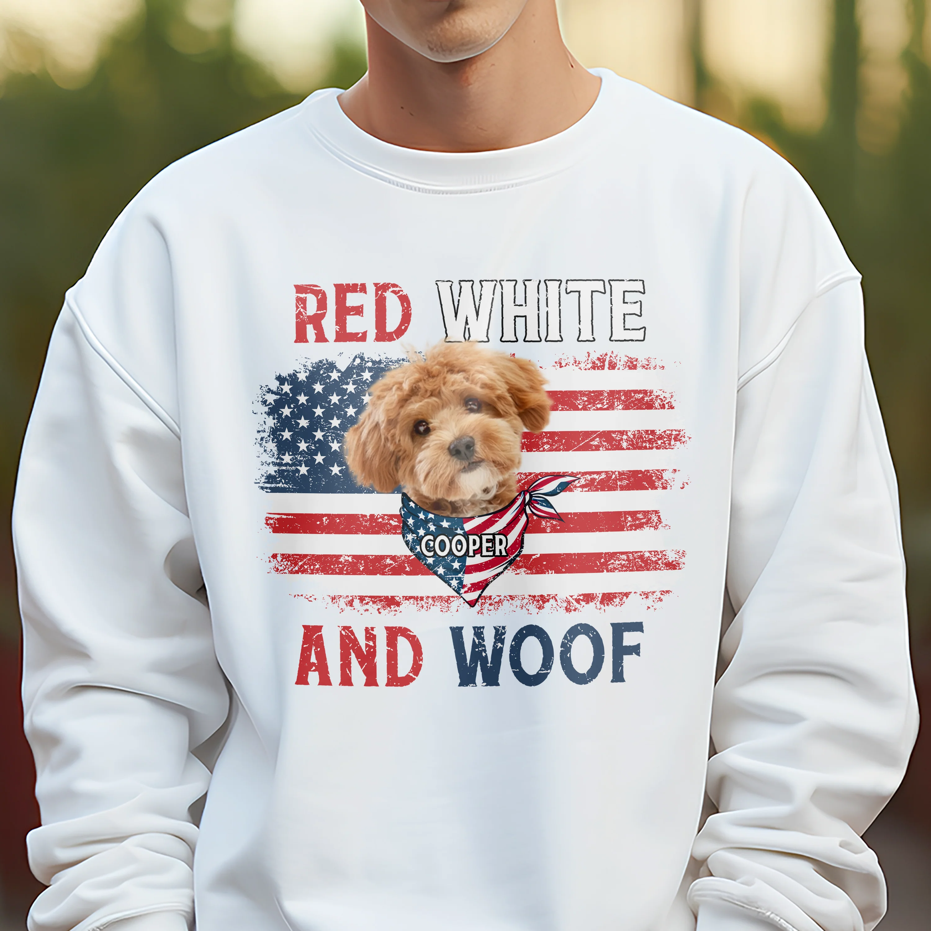 Custom Dog Photo Red White And Woof Shirt For 4th Of July CH07 896096 - Image 5