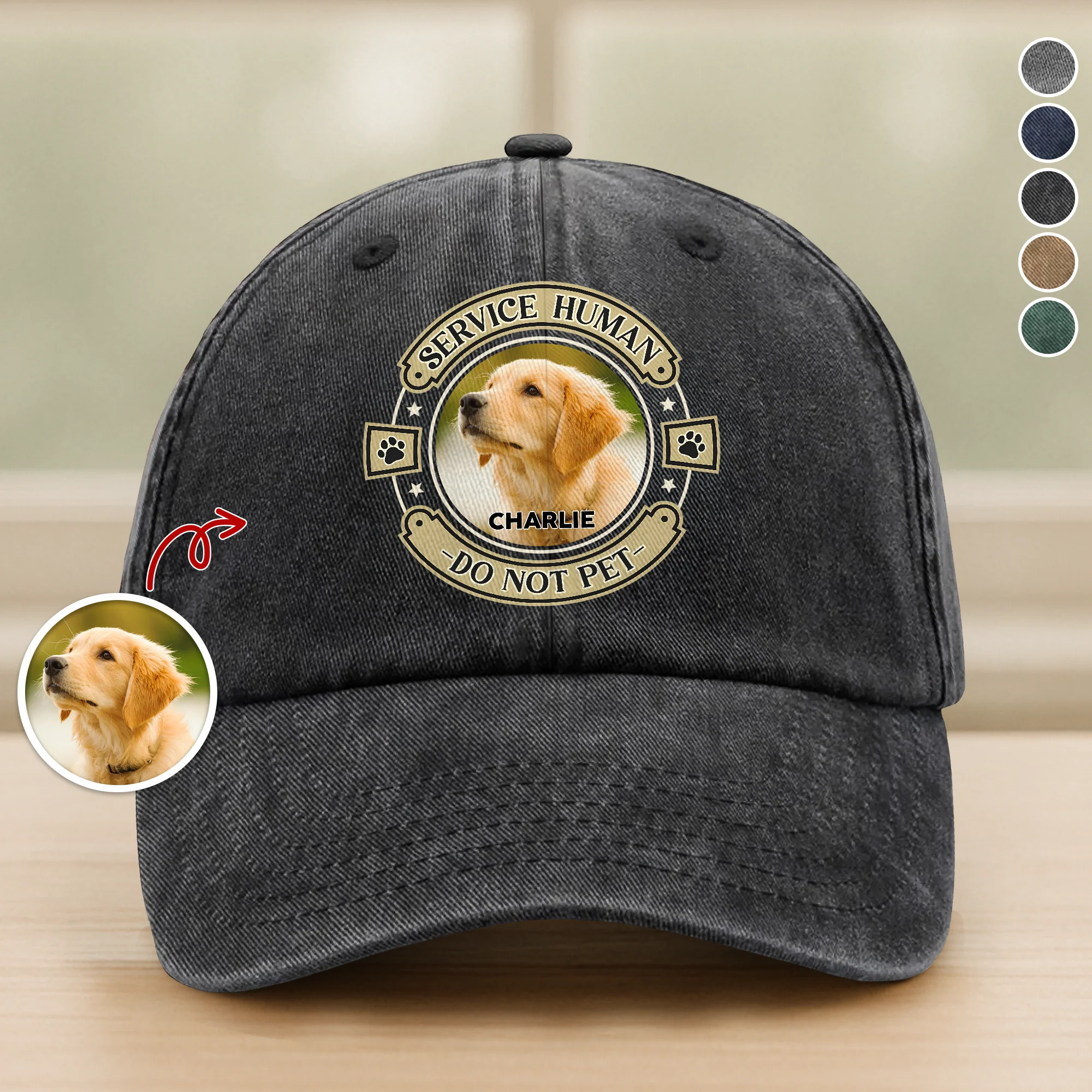 Custom Dog Photo Service Human Washed Denim Baseball Cap For Dog Lovers LM32 895027