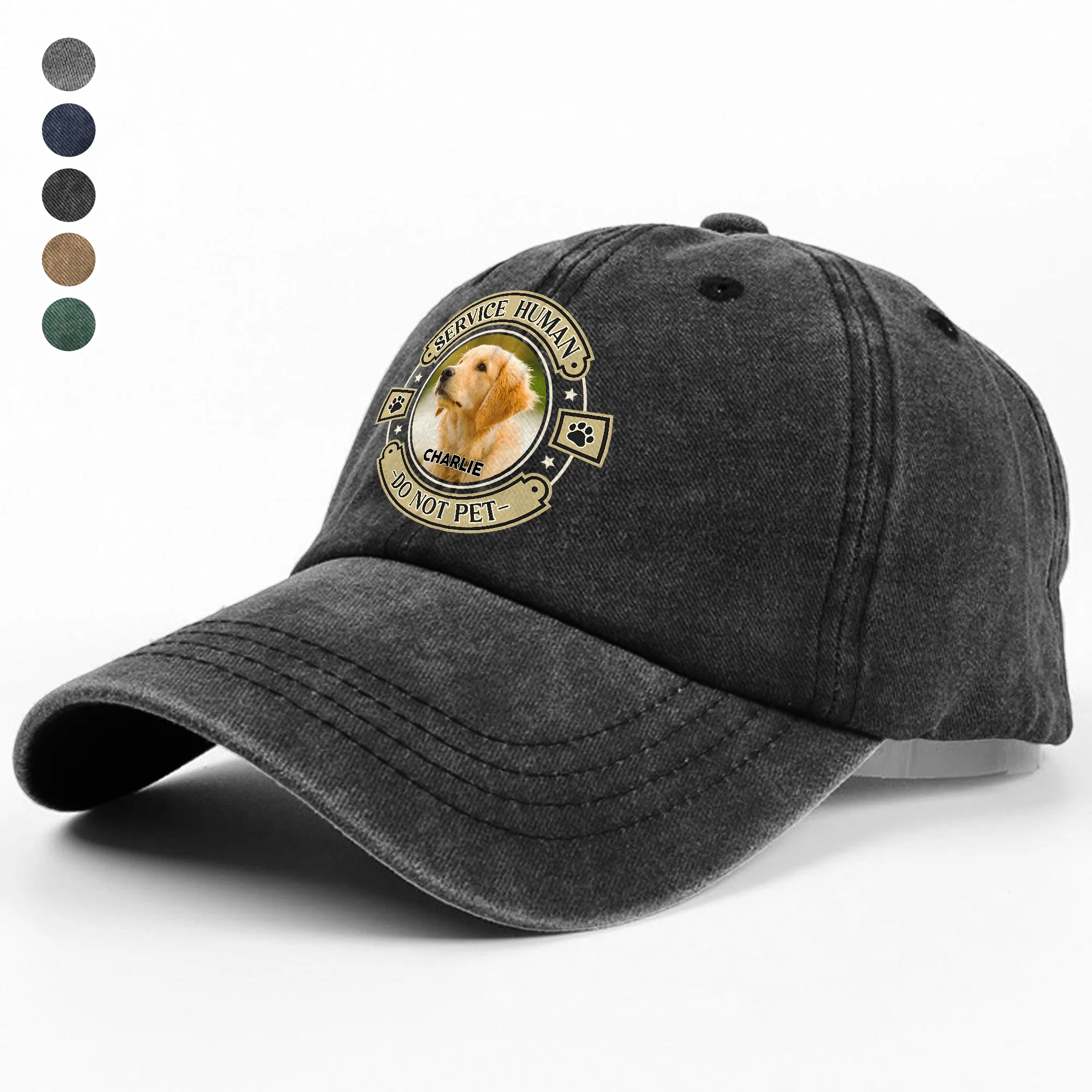 Custom Dog Photo Service Human Washed Denim Baseball Cap For Dog Lovers LM32 895027 - Image 2