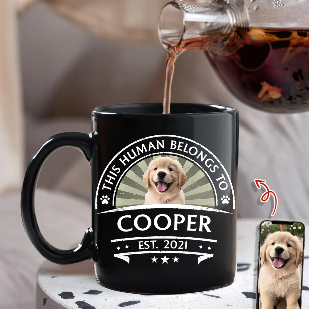 Custom Dog Photo This Human Belong To Black Mug Gift For Dog Lovers LM32 895101 - Image 3