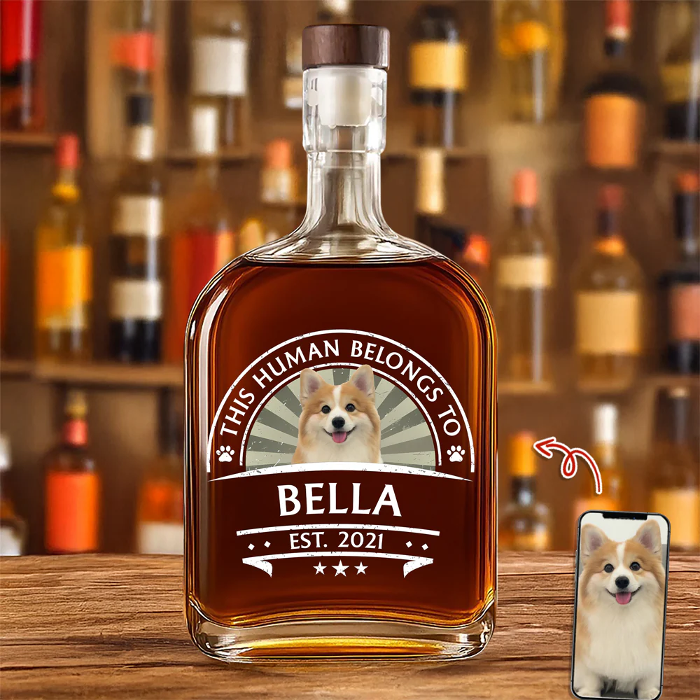 Custom Dog Photo This Human Belong To Whiskey Bottle For Dog Lovers LM32 895021 - Image 3