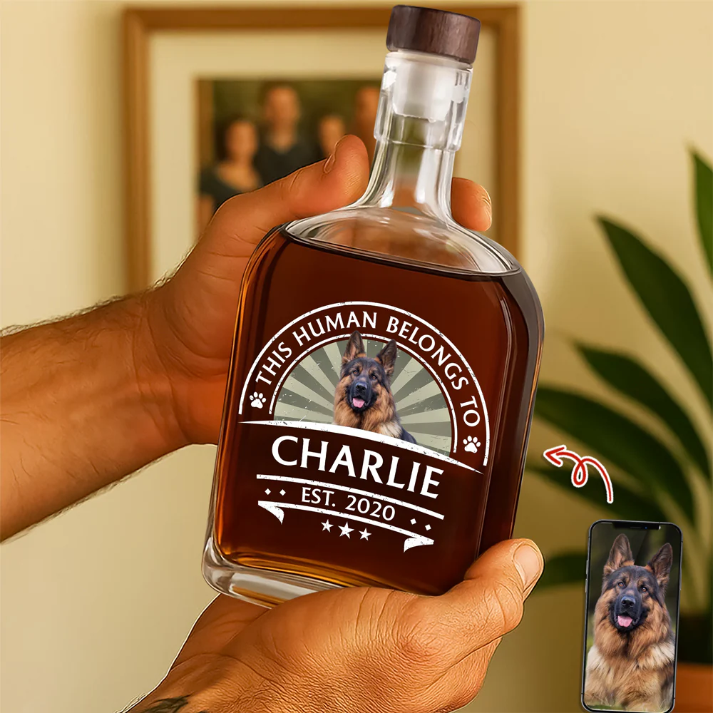 Custom Dog Photo This Human Belong To Whiskey Bottle For Dog Lovers LM32 895021 - Image 4