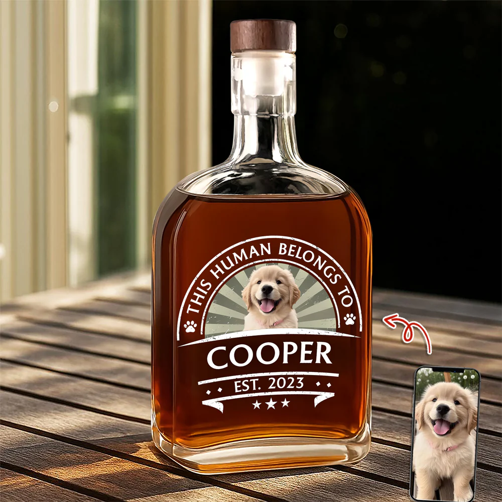 Custom Dog Photo This Human Belong To Whiskey Bottle For Dog Lovers LM32 895021 - Image 5